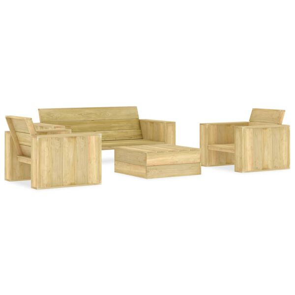 vidaXL Salon de jardin 4 pcs Bois de pin impr&eacute;gn&eacute;