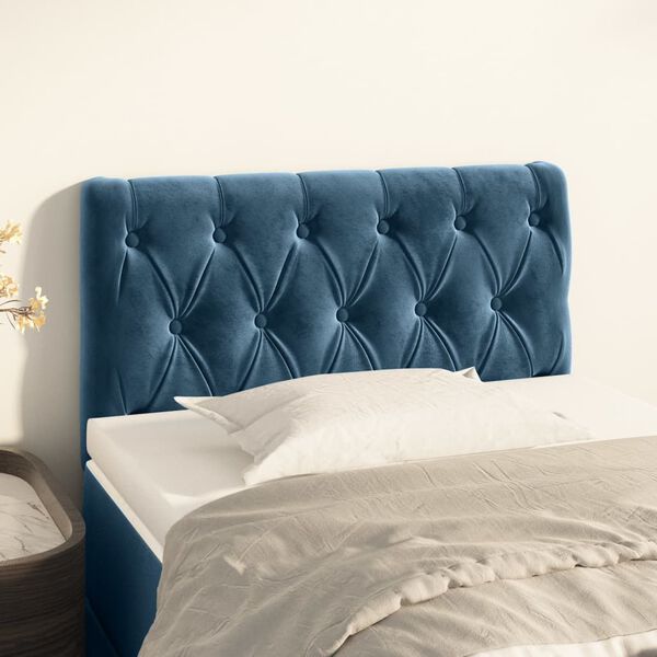 vidaXL T&ecirc;te de lit Bleu fonc&eacute; 80x7x78/88 cm Velours