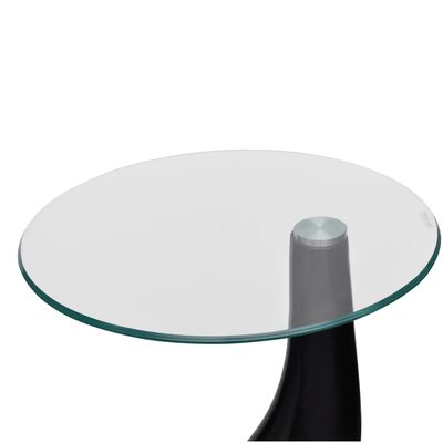 vidaXL Table basse et dessus de table Verre rond Noir brillant 2 pcs