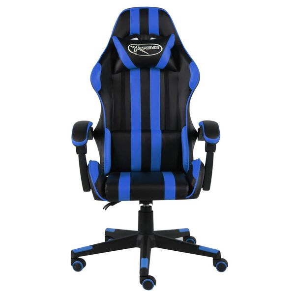 vidaXL Fauteuil de jeux vidéo Noir et bleu Similicuir