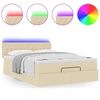 vidaXL Lit ottoman avec matelas et LED cr&egrave;me 140x190 cm tissu