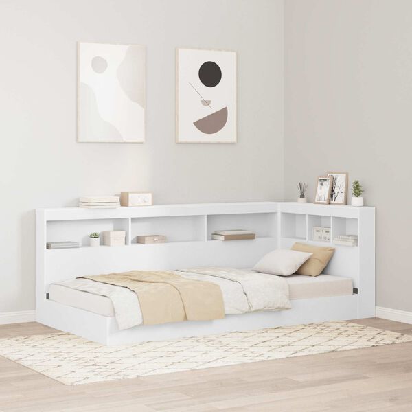 vidaXL T&ecirc;te de lit de rangement Blanc 90 cm Bois d'ing&eacute;nierie