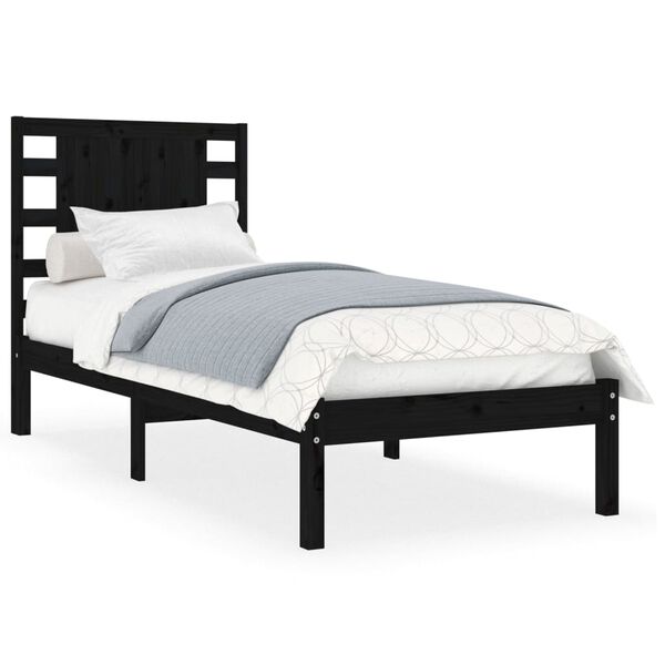 vidaXL Cadre de lit sans matelas noir 75x190 cm bois massif