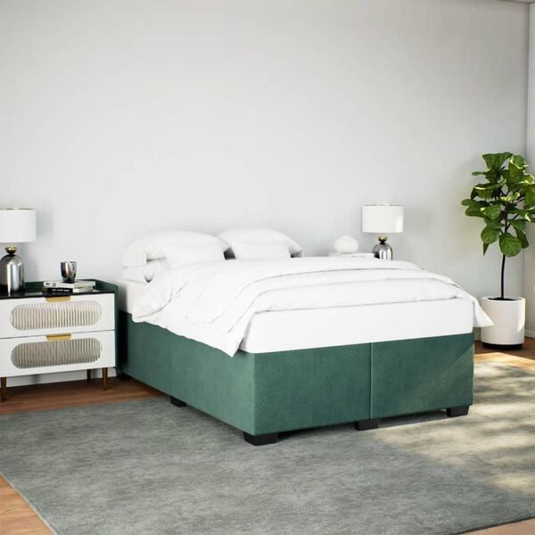 vidaXL Cadre de lit sans matelas vert fonc&eacute; 160x200 cm velours