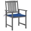 vidaXL Chaises de jardin et coussins lot de 4 Gris Bois acacia massif
