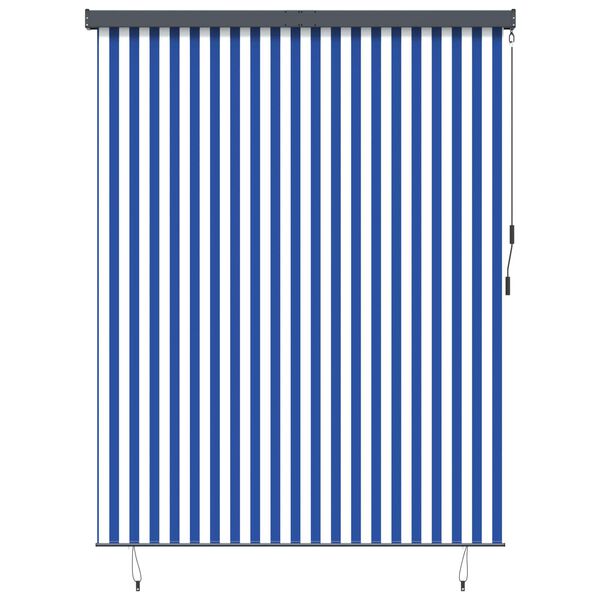 vidaXL Store enrouleur Bleu et Blanc 200 x 250 cm Tissu et Aluminium