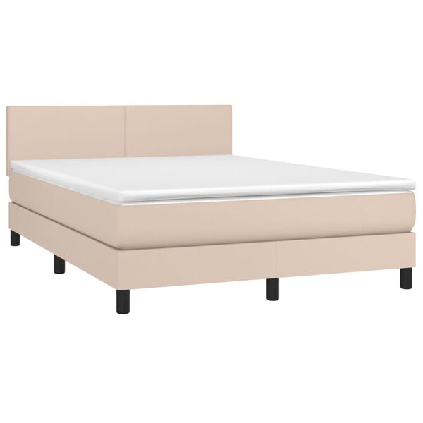 vidaXL Sommier &agrave; lattes de lit avec matelas Cappuccino 140x200 cm