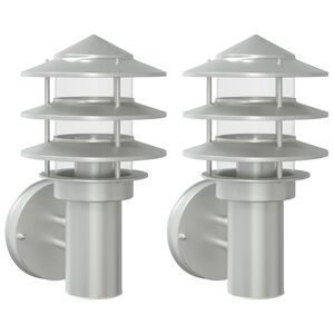 vidaXL Appliques murales d'ext&eacute;rieur 2pcs argent&eacute; acier inoxydable