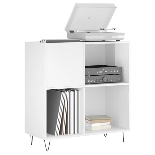 vidaXL Armoire à disques blanc brillant 84,5x38x89cm bois d'ingénierie