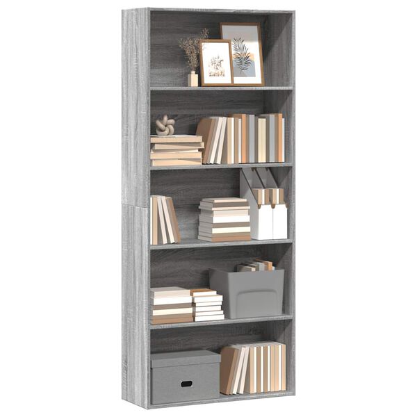 vidaXL Biblioth&egrave;que sonoma gris 80x30x189 cm bois d'ing&eacute;nierie
