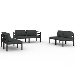 vidaXL Salon de jardin 6 pcs avec coussins Aluminium Anthracite