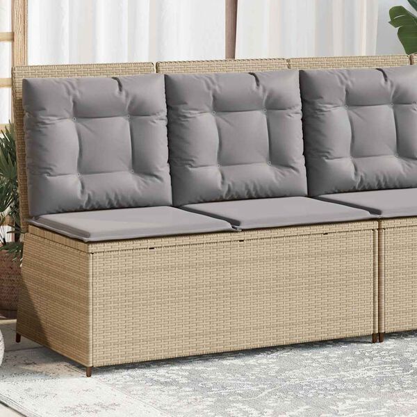 vidaXL Banc inclinable de jardin avec coussins beige r&eacute;sine tress&eacute;e