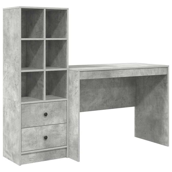 vidaXL Bureau avec tiroir 2 pcs Gris b&eacute;ton