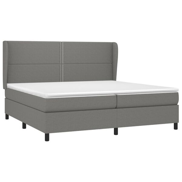 vidaXL Sommier &agrave; lattes de lit avec matelas Gris fonc&eacute; 200x200cm Tissu