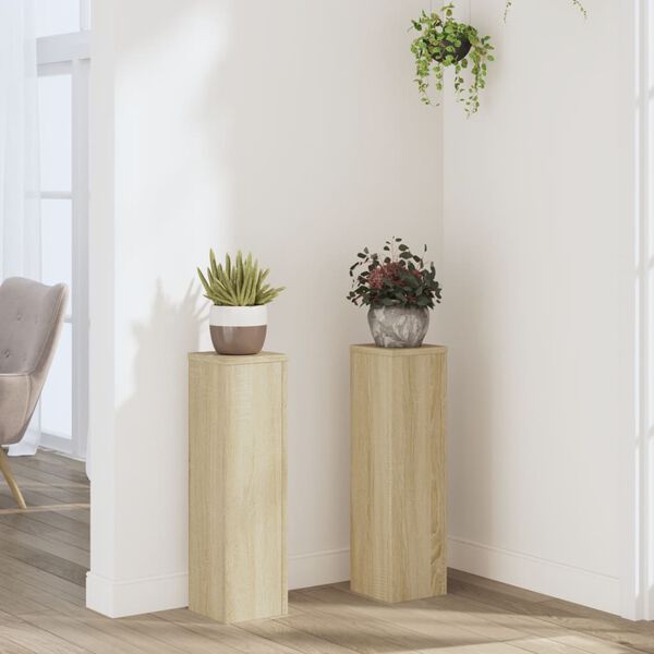 vidaXL Supports pour plantes 2 pcs ch&ecirc;ne sonoma bois d'ing&eacute;nierie