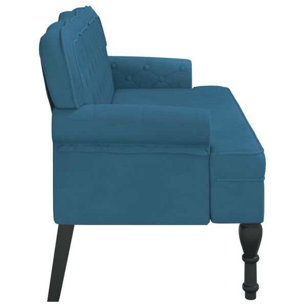 vidaXL Banc avec dossier bleu 119,5x64,5x75 cm velours