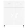 vidaXL Buffet haut Blanc 69,5x34x180 cm Bois d'ing&eacute;nierie