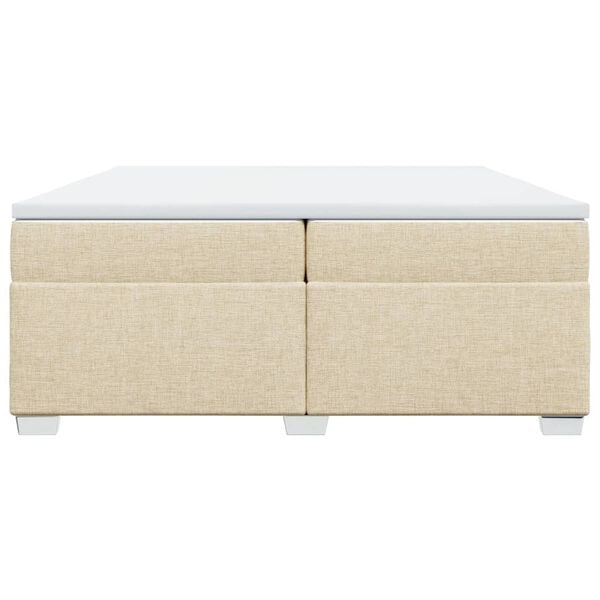 vidaXL Sommier &agrave; lattes de lit avec matelas Cr&egrave;me 200x200 cm Tissu