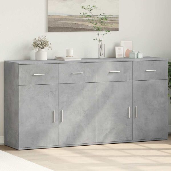 vidaXL Buffets 2 pcs gris b&eacute;ton 79x38x80 cm bois d'ing&eacute;nierie