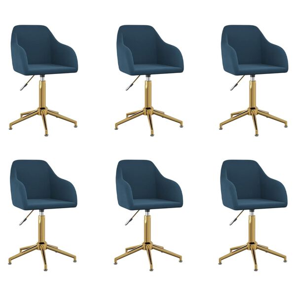 vidaXL Chaises pivotantes &agrave; manger lot de 6 bleu velours
