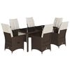 vidaXL Ensemble &agrave; manger de jardin et coussins 7 pcs marron rotin