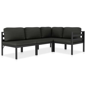 vidaXL Salon de jardin 4 pcs avec coussins Aluminium Anthracite