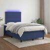 vidaXL Sommier &agrave; lattes de lit matelas et LED bleu 120x190 cm tissu