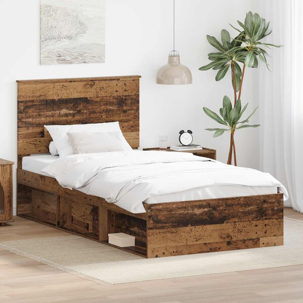 vidaXL Cadre de lit Bois ancien 100 x 200 cm Bois de pin massif
