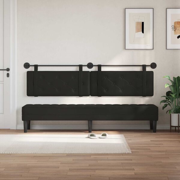 vidaXL T&ecirc;te de lit suspendue Noir 210 x 55 x 5 cm Simili cuir