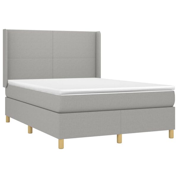 vidaXL Sommier &agrave; lattes de lit matelas LED Gris clair 140x190 cm Tissu