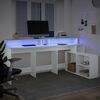 vidaXL Bureau avec lumières LED blanc 200x104x91 cm bois d'ingénierie
