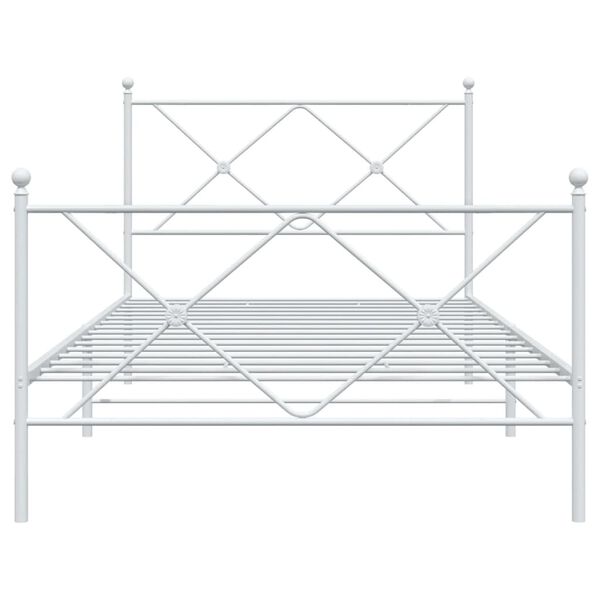 vidaXL Cadre de lit métal sans matelas et pied de lit blanc 107x203 cm