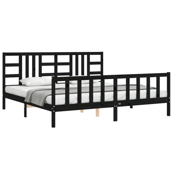 vidaXL Cadre de lit sans matelas noir 200x200 cm bois massif de pin