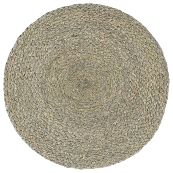 vidaXL Napperons 6 pcs Gris Plain 38 cm Rond Jute