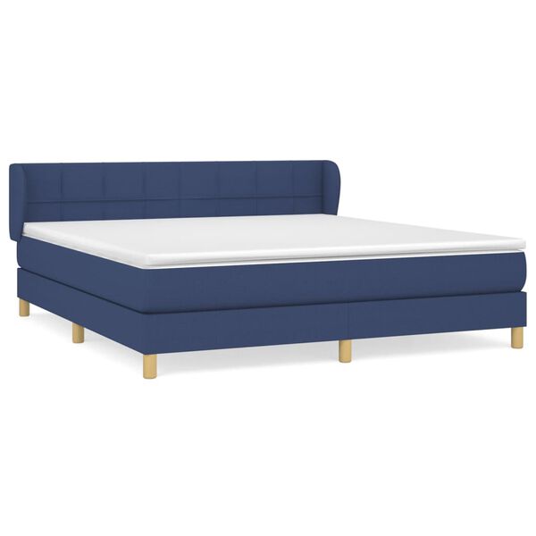 vidaXL Sommier &agrave; lattes de lit avec matelas Bleu 180x200 cm Tissu