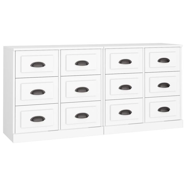 vidaXL Buffets 2 pcs blanc bois d'ingénierie