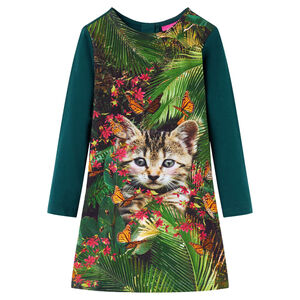 vidaXL Robe pour enfants &agrave; manches longues vert fonc&eacute; 104