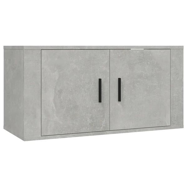 vidaXL Meuble TV mural Gris béton 80x34,5x40 cm
