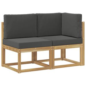 vidaXL Canap&eacute; d&rsquo;ext&eacute;rieur milieu et coin avec coussin 2 Pi&egrave;ce Blanc