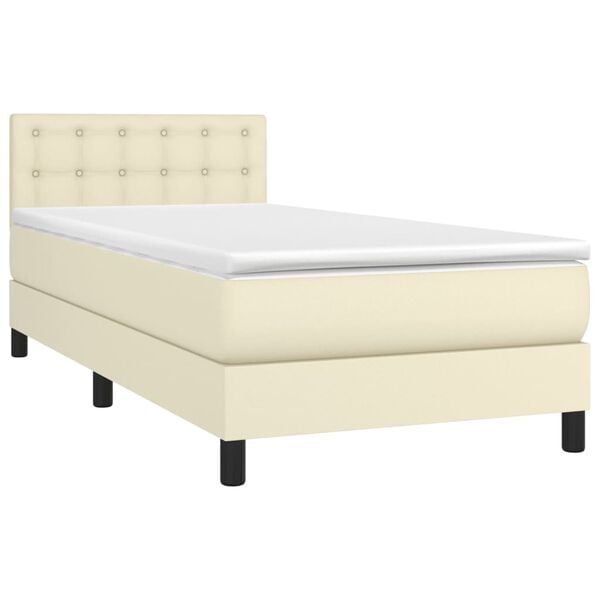 vidaXL Sommier &agrave; lattes de lit avec matelas Cr&egrave;me 80x200 cm Similicuir