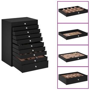 vidaXL Coffret &agrave; bijoux 10 niveaux avec supports pour montres Noir 29 x 20,5 x 40,5 cm