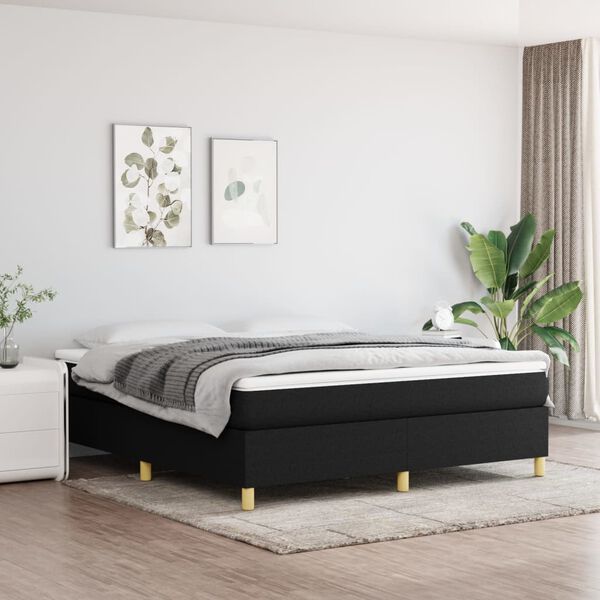 vidaXL Sommier &agrave; lattes de lit avec matelas Noir 180x200 cm Tissu