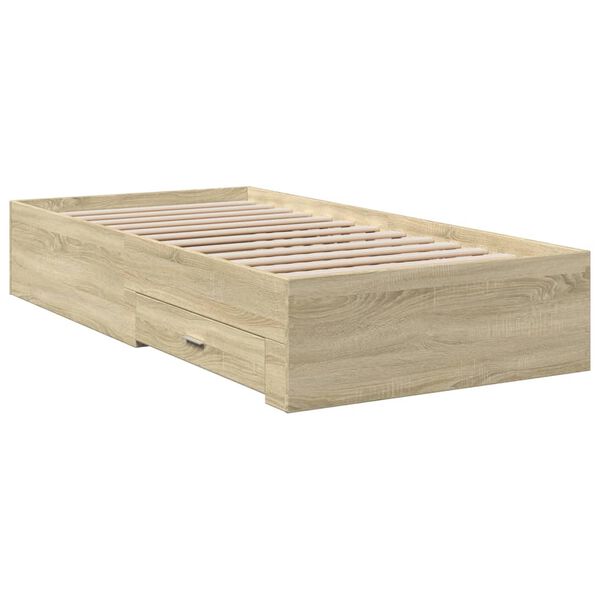 vidaXL Cadre de lit avec tiroirs sans matelas ch&ecirc;ne sonoma 90x190 cm