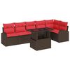 vidaXL Ensemble de canap&eacute; de jardin 7 pcs Marron et rouge polyrotin