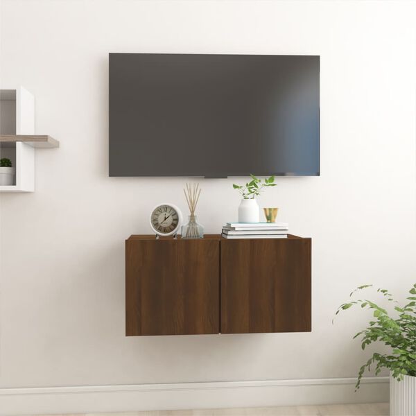 vidaXL Armoire TV suspendue Chêne marron 60x30x30 cm Bois d'ingénierie