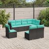 vidaXL Salon de jardin 8 pcs avec coussins noir r&eacute;sine tress&eacute;e
