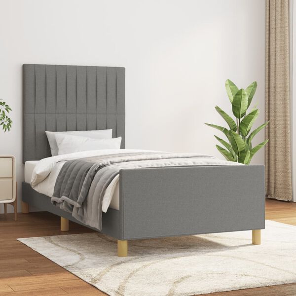 vidaXL Cadre de lit sans matelas gris fonc&eacute; 90x200 cm tissu