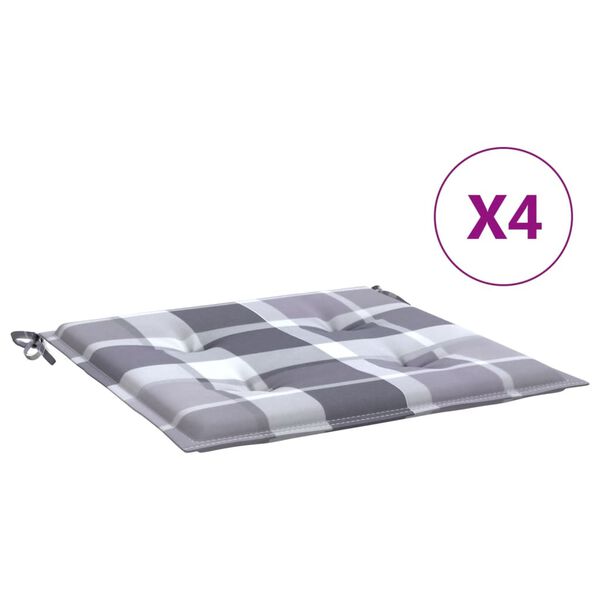 vidaXL Coussins de chaise de jardin lot de 4 carreaux gris 40x40x4 cm