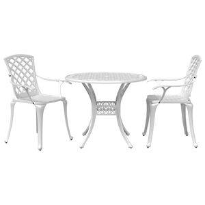 vidaXL Ensemble de bistro 3 pcs blanc aluminium coul&eacute;