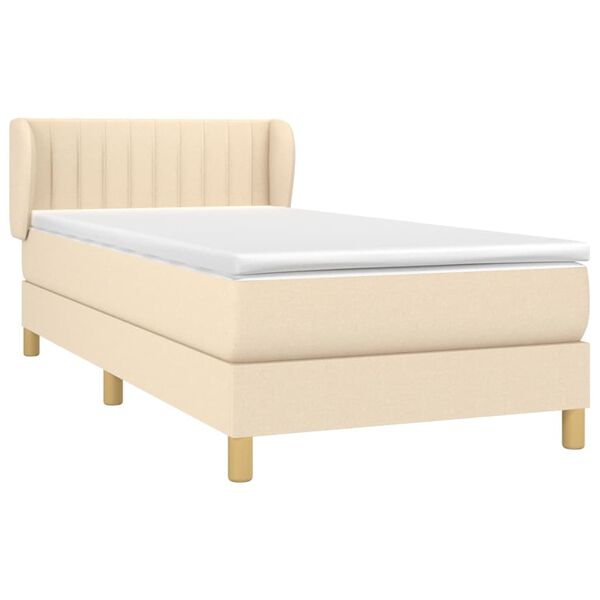 vidaXL Sommier &agrave; lattes de lit avec matelas Cr&egrave;me 80x200 cm Tissu